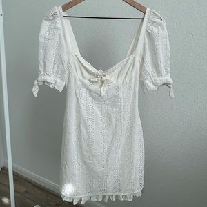 Misslola white crochet detail dress